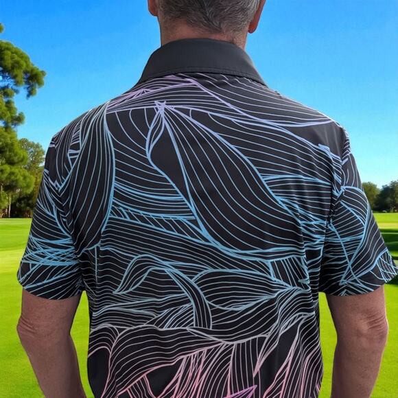 Sunday Swagger Men’s Polo Shirt Size M Black Multicolor Abstract Golf... - Picture 7 of 7